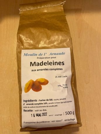 Préparation pour Madeleines  aux amandes complètes